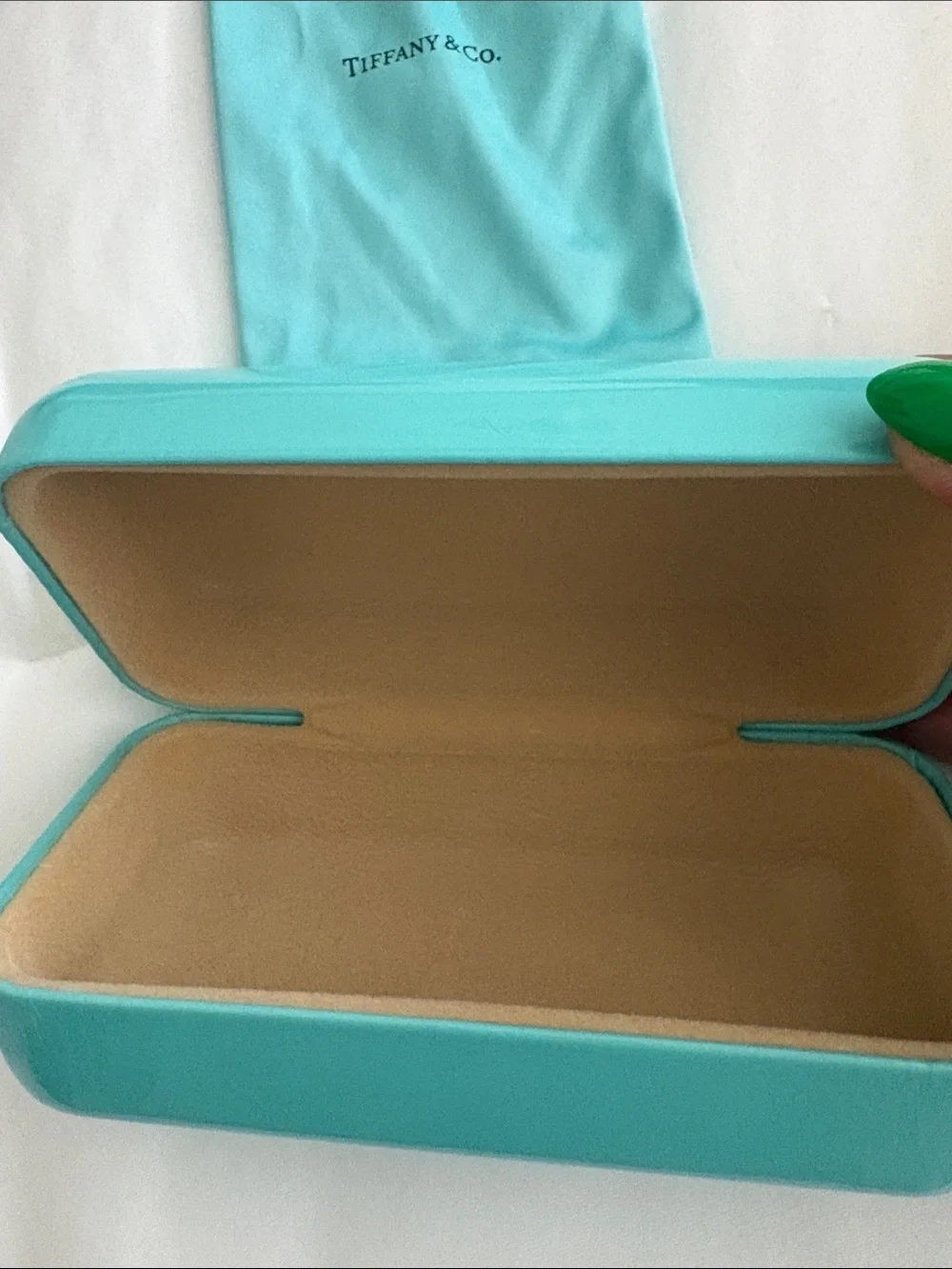 Tiffany & Co. Turquoise Eyewear Case with Drawstring Pouch